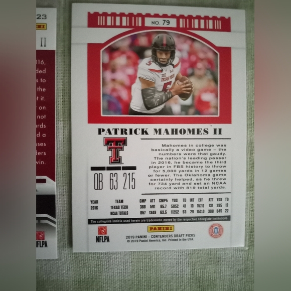 Patrick Mahomes college throwback cards x2 - Picture 4 of 7